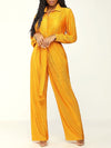Solid Button-Front Tied Jumpsuit