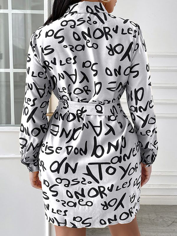 Printed Tied Shirt Dress