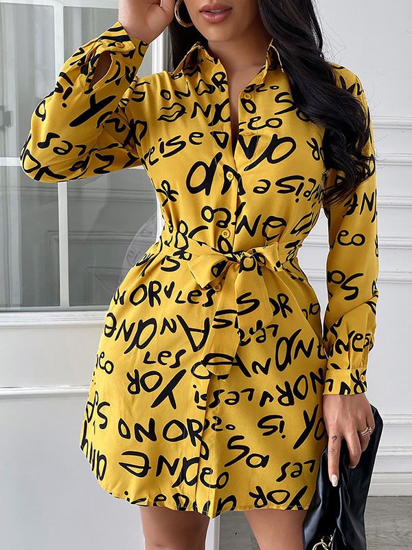 Printed Tied Shirt Dress