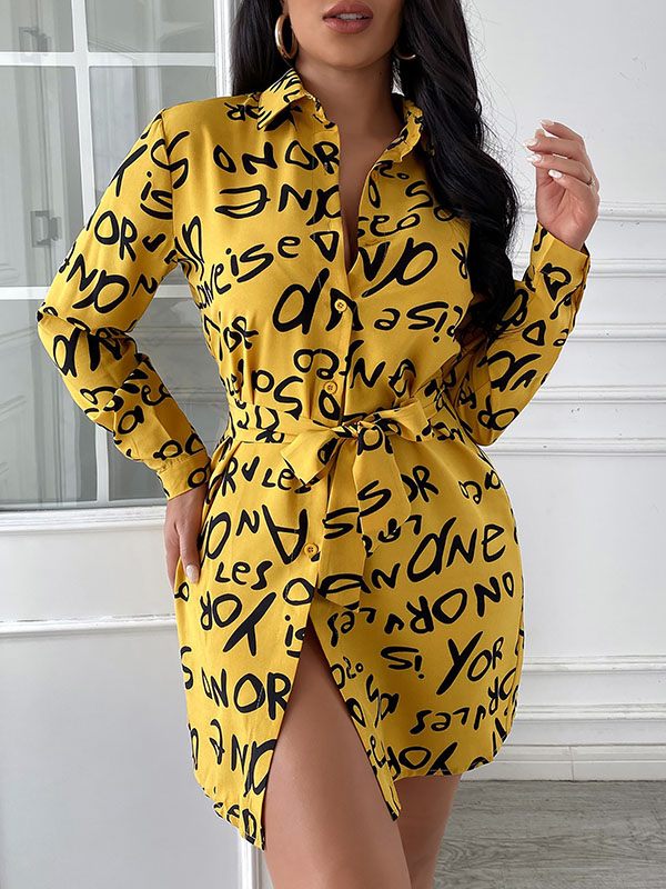 Printed Tied Shirt Dress