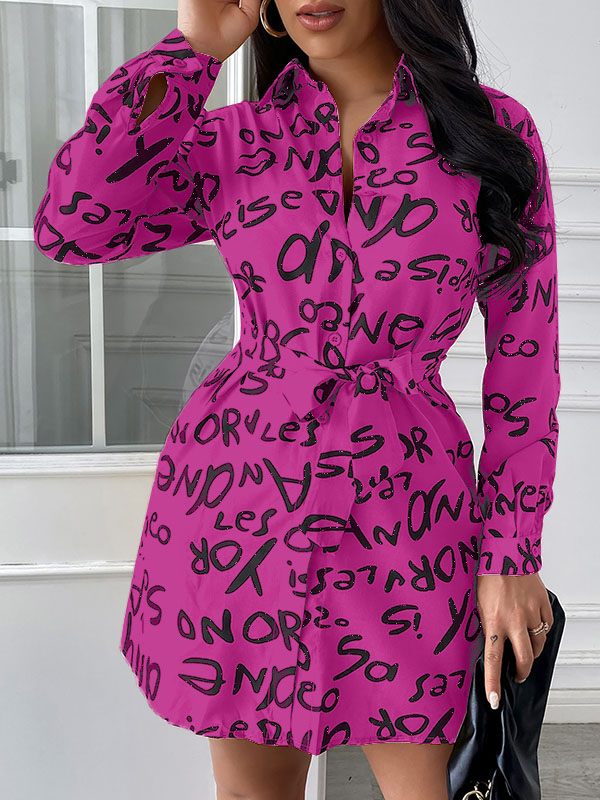 Printed Tied Shirt Dress