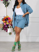 Gorgeousladie Denim Shirt & Shorts Set