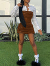 Ruched Faux-Leather Combo Dress