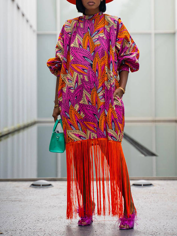 Fringe Combo Printed Dress