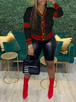 Contrast Button-Front Cardigan