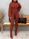 Gorgeousladie Solid Turtleneck Tee & Pants Set