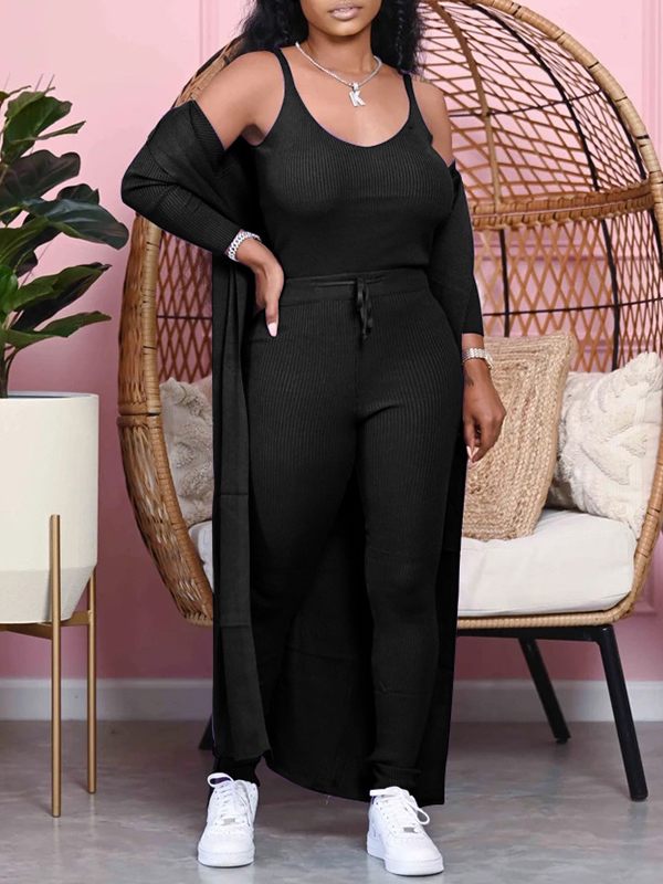 Solid Ribbed Three-Piece Set