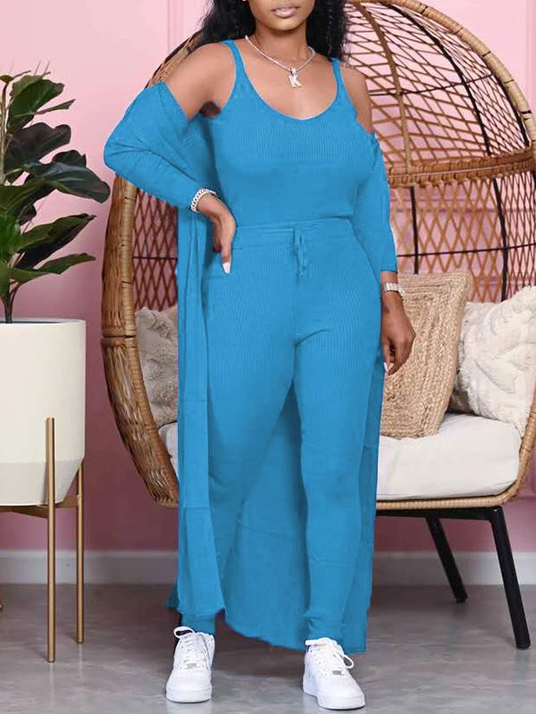 Solid Ribbed Three-Piece Set