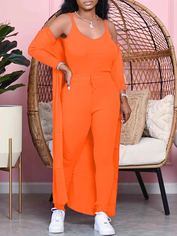 Solid Ribbed Three-Piece Set