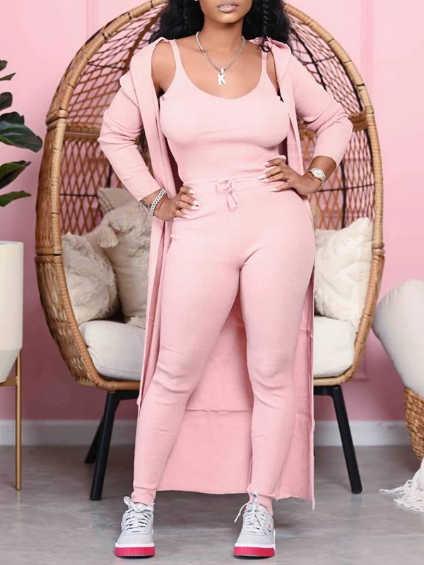 Solid Ribbed Three-Piece Set