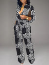 Printed Button-Front Tied Jumpsuit
