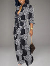 Printed Button-Front Tied Jumpsuit