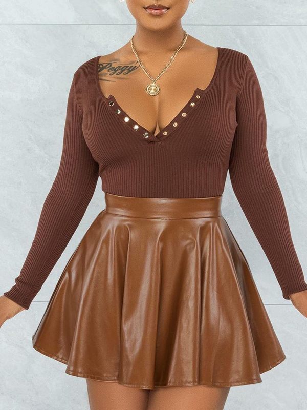 Gorgeousladie Faux-Leather Mini Skirt