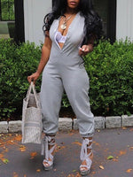 Two-Tone Button-Front Jumpsuit