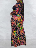Printed Plunge Maxi Dress
