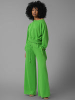 Gorgeousladie One Tied Sleeve Sweatshirt & Wide Leg Pants Set