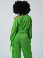 Gorgeousladie One Tied Sleeve Sweatshirt & Wide Leg Pants Set