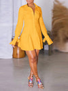 Solid Tied-Cuff Shirt Dress