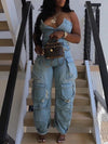 Gorgeousladie Denim Cargo Jumpsuit