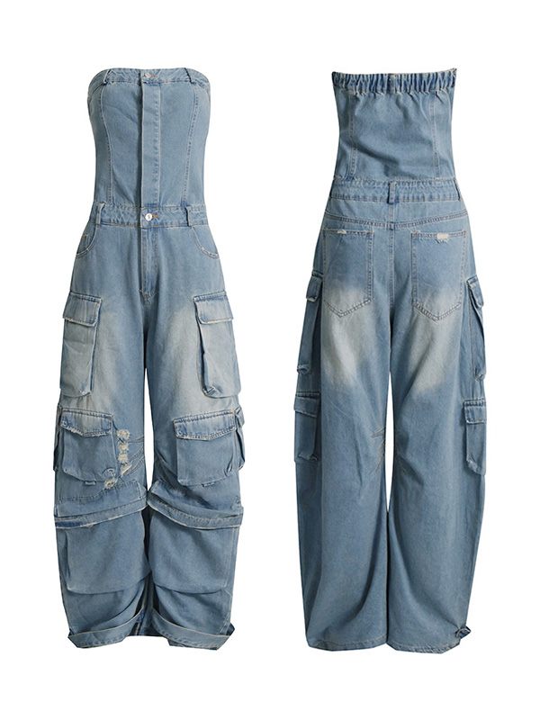 Gorgeousladie Denim Cargo Jumpsuit