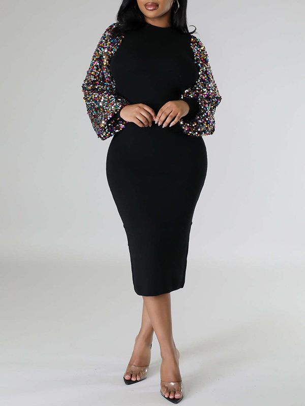 Sequin Combo Bodycon Dress