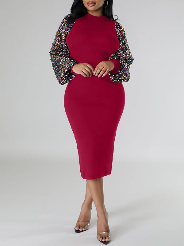 Sequin Combo Bodycon Dress