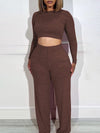 Gorgeousladie Solid Crop Top & Pants Set