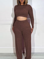 Gorgeousladie Solid Crop Top & Pants Set