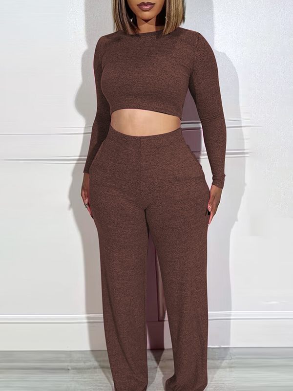 Gorgeousladie Solid Crop Top & Pants Set