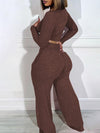 Gorgeousladie Solid Crop Top & Pants Set