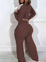 Gorgeousladie Solid Crop Top & Pants Set