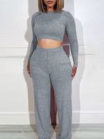 Gorgeousladie Solid Crop Top & Pants Set