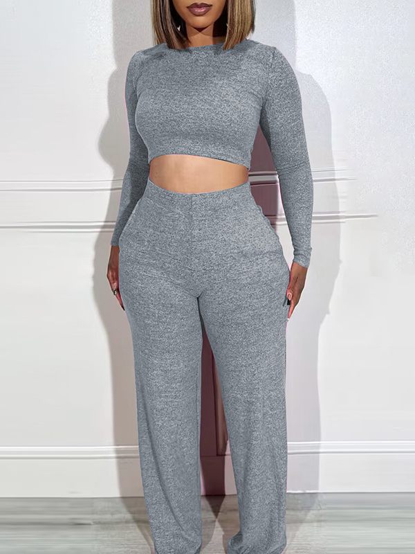 Gorgeousladie Solid Crop Top & Pants Set