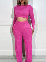 Gorgeousladie Solid Crop Top & Pants Set
