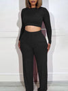 Gorgeousladie Solid Crop Top & Pants Set