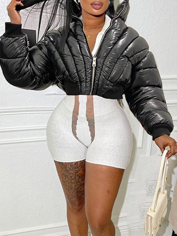 Gorgeousladie Zip-Front Puffer Coat