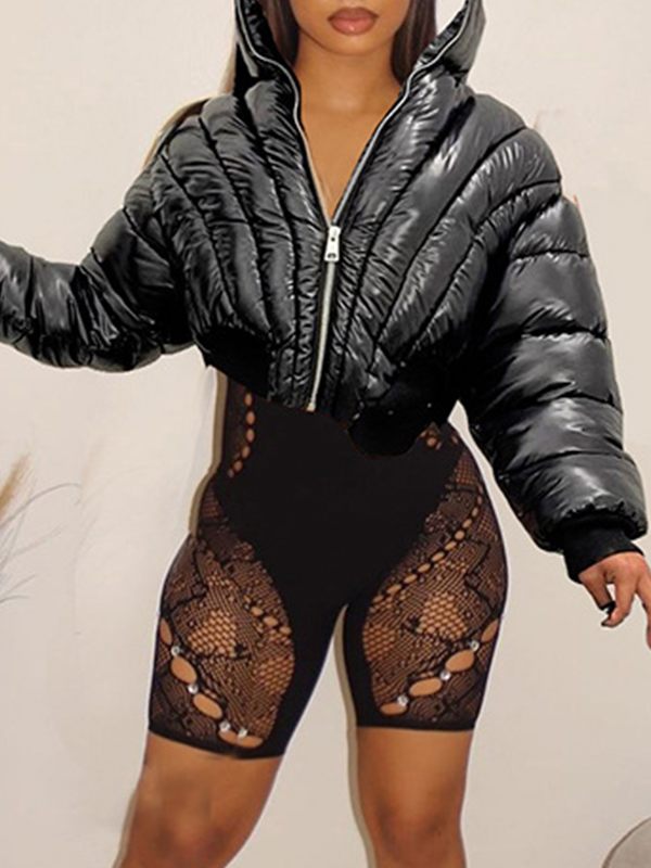 Gorgeousladie Zip-Front Puffer Coat