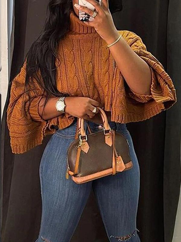 Gorgeousladie Knit Turtleneck Poncho