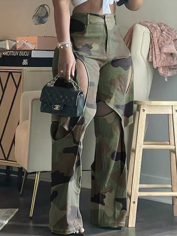 Gorgeousladie Camo Cutout Pants