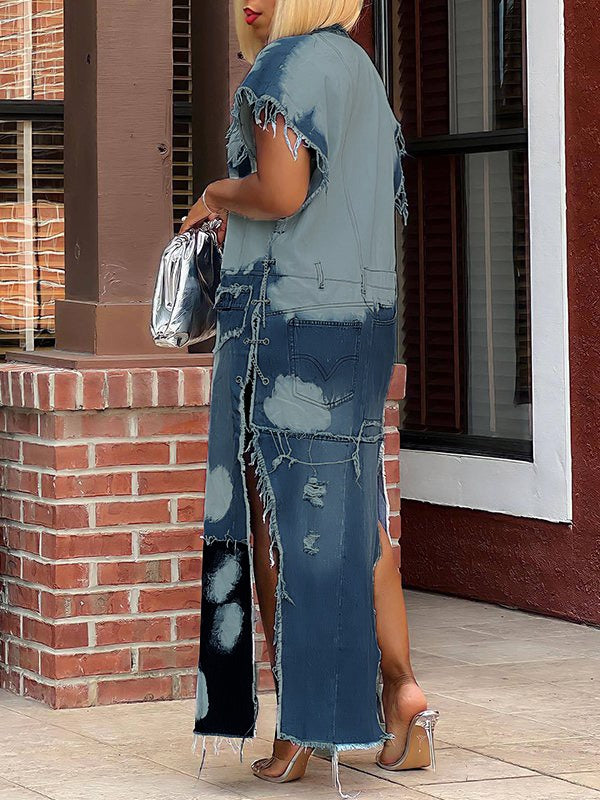 Gorgeousladie Distressed Denim Duster