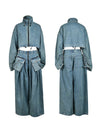 Gorgeousladie Denim Jacket & Wide-Leg Pants Set