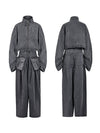 Gorgeousladie Denim Jacket & Wide-Leg Pants Set