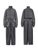 Gorgeousladie Denim Jacket & Wide-Leg Pants Set
