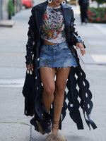 Gorgeousladie Faux-Leather Cutout Trench
