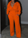 Solid Zip-Front Hoodie & Pants Set