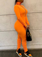 Zip-Front Ruched Jumpsuit