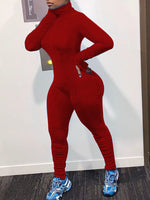Zip-Front Ruched Jumpsuit