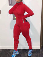 Zip-Front Ruched Jumpsuit
