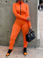 Zip-Front Ruched Jumpsuit
