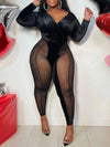Gorgeousladie Sheer-Combo Velvet Jumpsuit